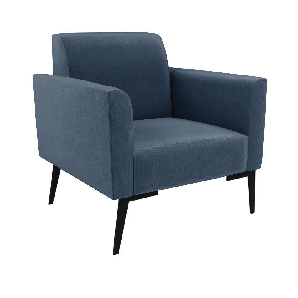 Sofá Namoradeira Com 2 Poltronas Pés Villach Marisa Suede Azul Marinho D03 - D'rossi - 5