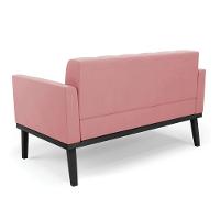 Sofá Namoradeira E Poltrona Base De Madeira Preto Elisa Suede D03 - D'rossi Cor Rose