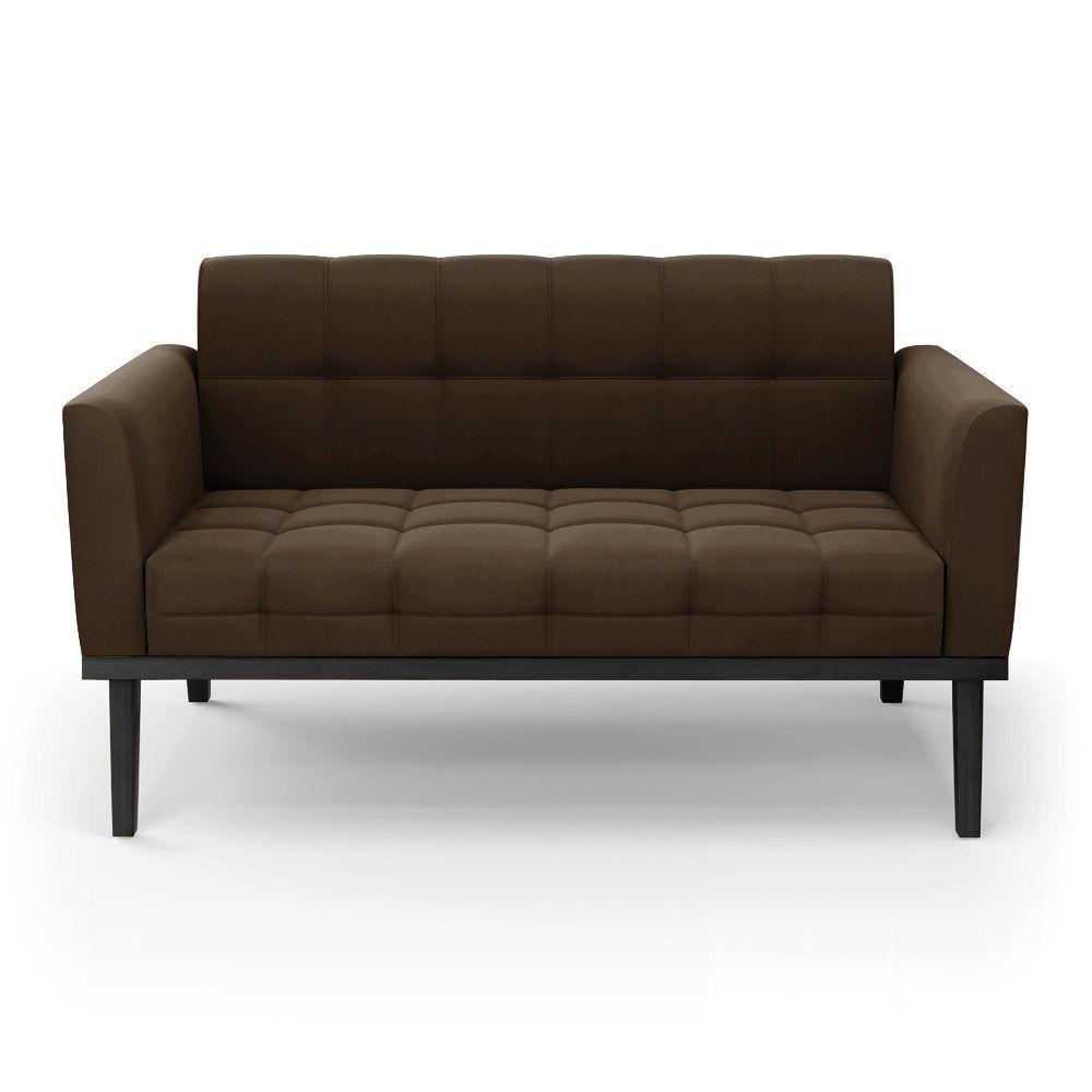 Sofá Namoradeira 2 Lugares Base De Madeira Preto Elisa Suede Marrom D03 - D'rossi - 5