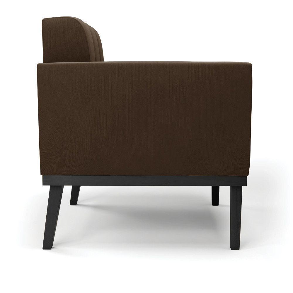 Sofá Namoradeira 2 Lugares Base De Madeira Preto Elisa Suede Marrom D03 - D'rossi - 7