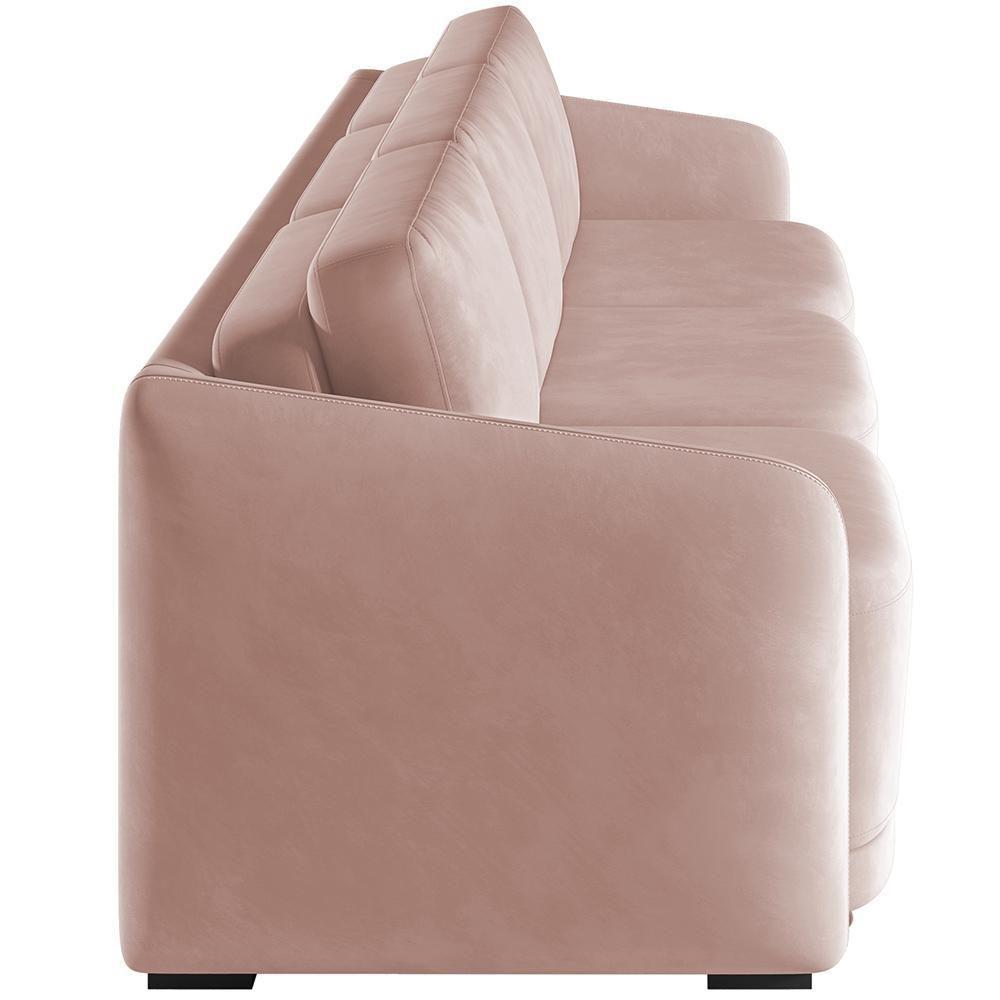 Sofá Cama Para Sala De Estar 4 Lugares 336cm Montserrat K01 Veludo Rosê - Lyam Decor - 2