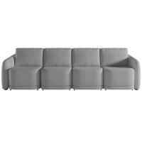 Sofá Cama Para Sala De Estar 4 Lugares 396cm Montserrat K01 Bouclê Cinza - Lyam Decor - 6