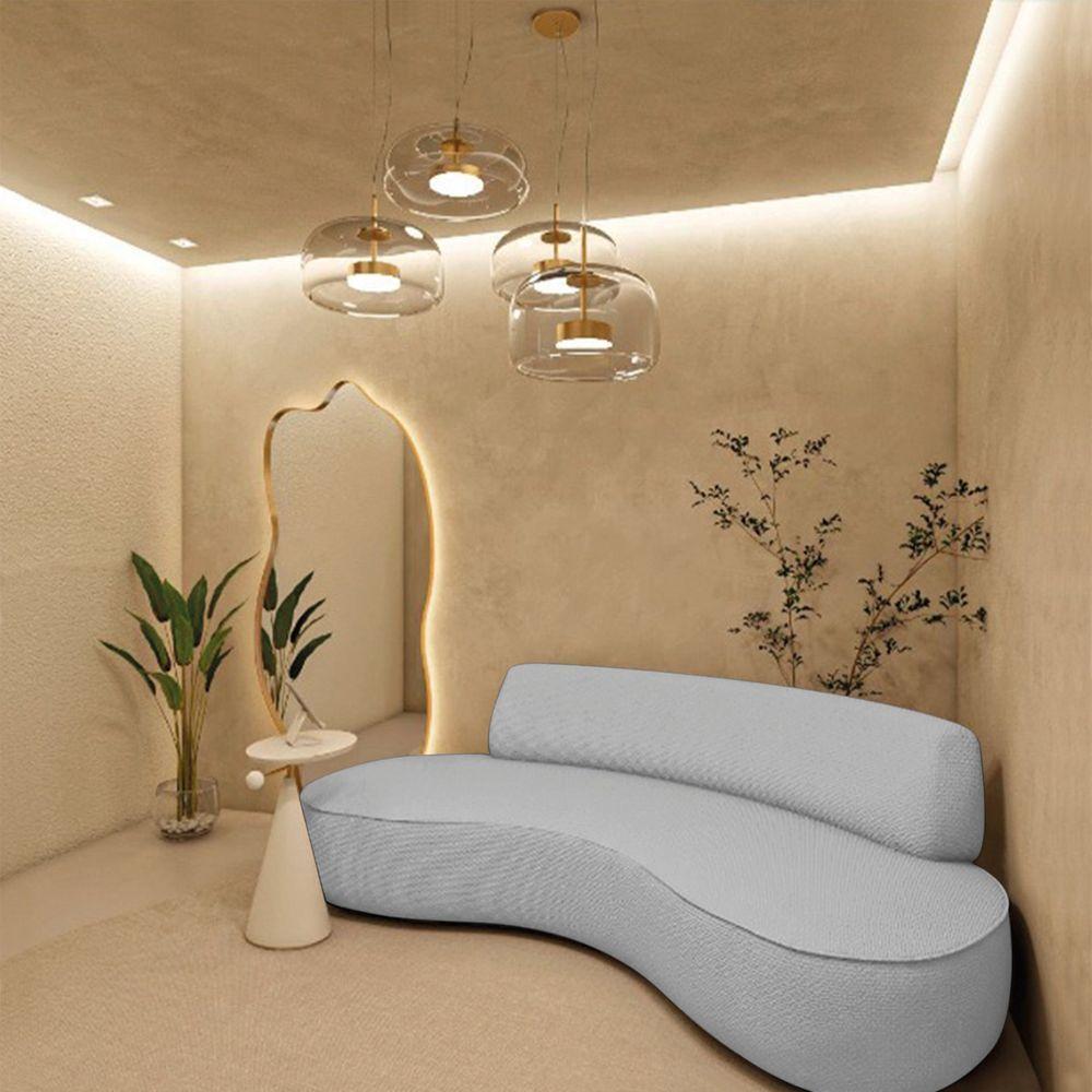 Sofá Curvo 2 Lugares Amsterdã 160cm Linho - Adj Decor Cor Cinza Claro - 5