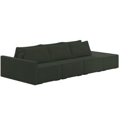 Sofá Ilha Modular Para Sala 342cm Com Puff Dublin K01 Veludo Verde - Lyam Decor