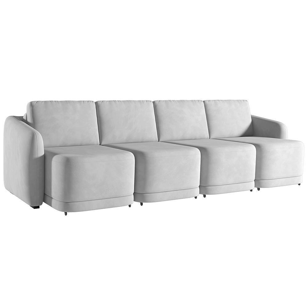 Sofá Cama Para Sala De Estar 4 Lugares 316cm Montserrat K01 Veludo Cinza - Lyam Decor - 1