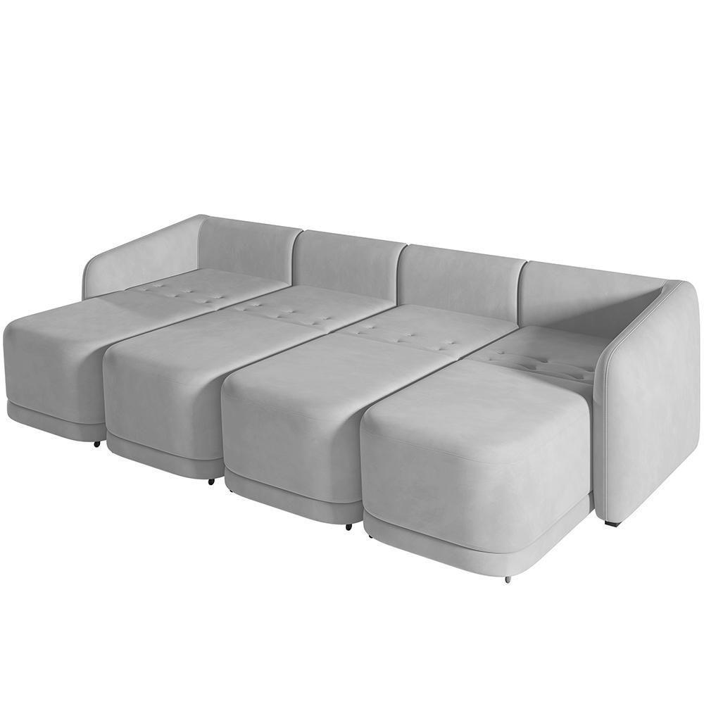 Sofá Cama Para Sala De Estar 4 Lugares 316cm Montserrat K01 Veludo Cinza - Lyam Decor - 2