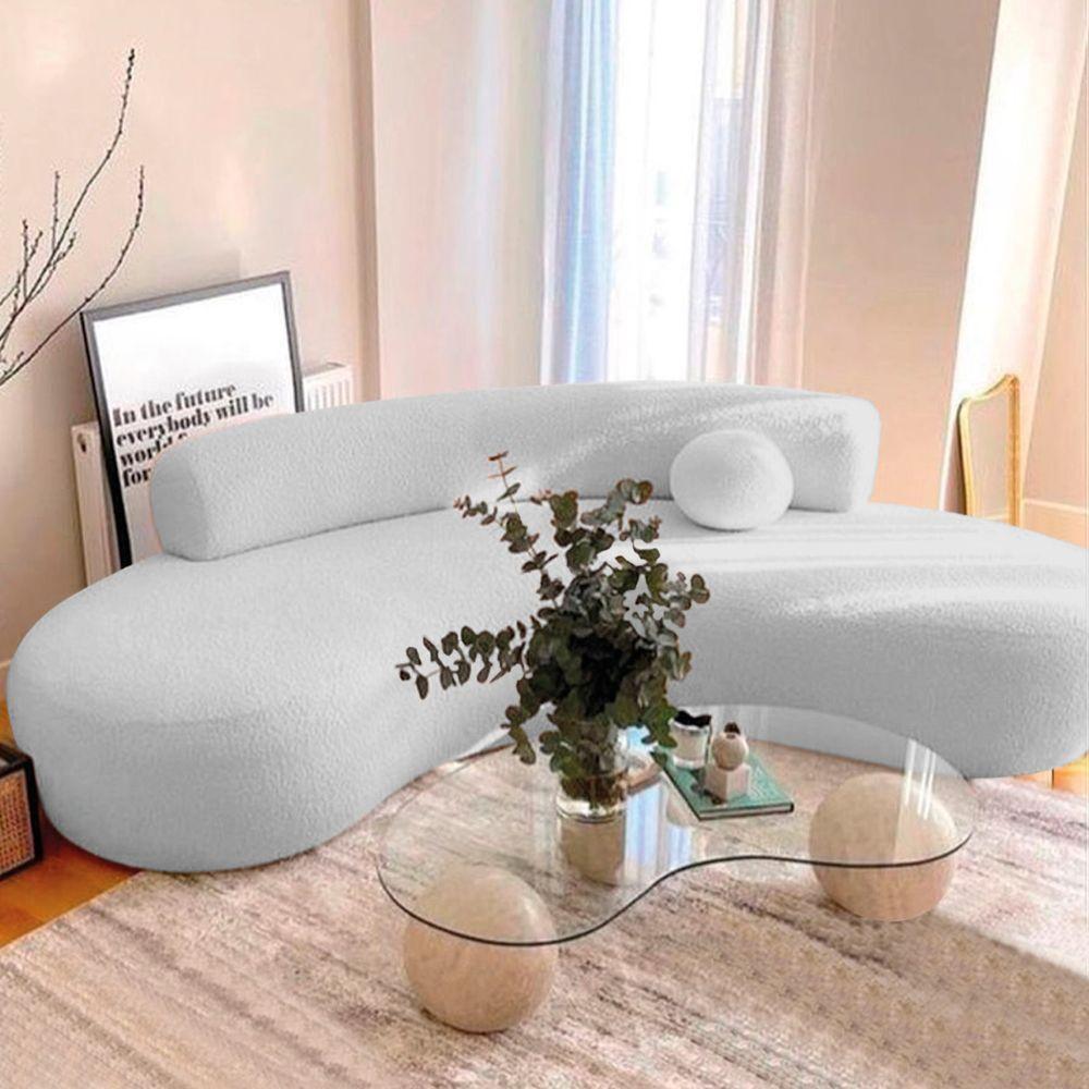 Sofá Curvo 2 Lugares Amsterdã 140cm Linho - Amarena Móveis Cor Cinza Claro - 7