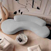 Sofá Curvo 2 Lugares Amsterdã 140cm Linho - Amarena Móveis Cor Cinza Claro