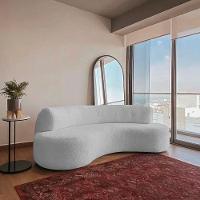 Sofá Curvo 2 Lugares Amsterdã 140cm Linho - Amarena Móveis Cor Cinza Claro - 8