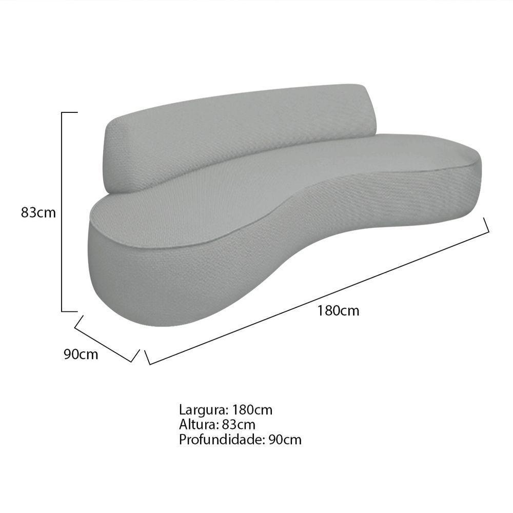 Sofá Curvo 3 Lugares Amsterdã 180cm Bouclé - Adj Decor Cor Cinza - 8