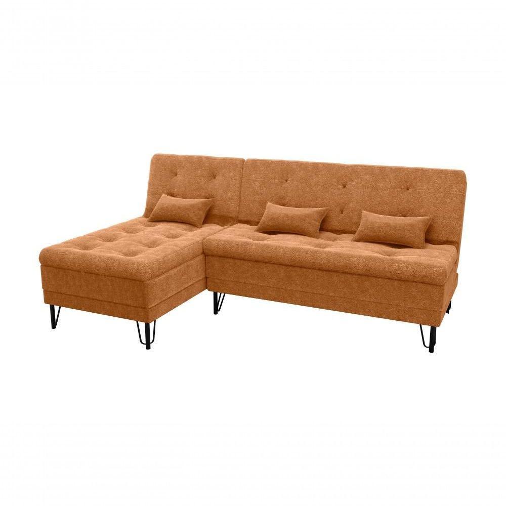 Sofá Cama Com Chaise 3 Lugares 2,00 Mts Nice Matrix Mostarda - 1