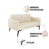 Sofá Namoradeira Pés Villach Marisa Linho Bege A19 D03 - D'rossi - 3