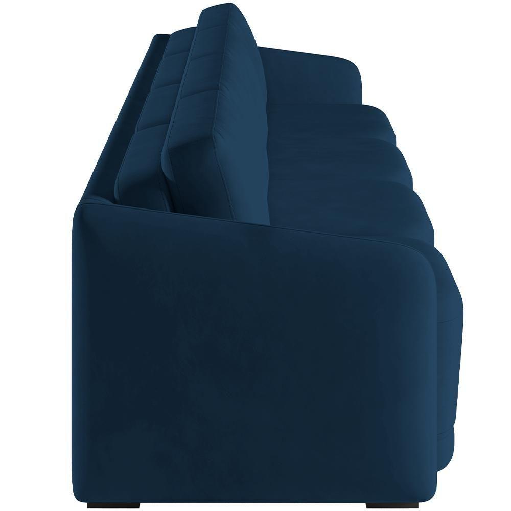 Sofá Cama Para Sala De Estar 5 Lugares 436cm Montserrat K01 Veludo Azul Marinho - Lyam Decor - 2