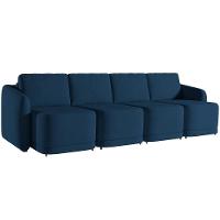 Sofá Cama Para Sala De Estar 5 Lugares 436cm Montserrat K01 Veludo Azul Marinho - Lyam Decor - 1