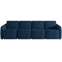 Sofá Cama Para Sala De Estar 5 Lugares 436cm Montserrat K01 Veludo Azul Marinho - Lyam Decor - 6