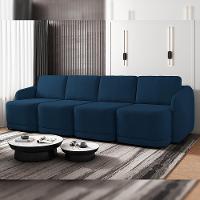 Sofá Cama Para Sala De Estar 5 Lugares 436cm Montserrat K01 Veludo Azul Marinho - Lyam Decor - 7