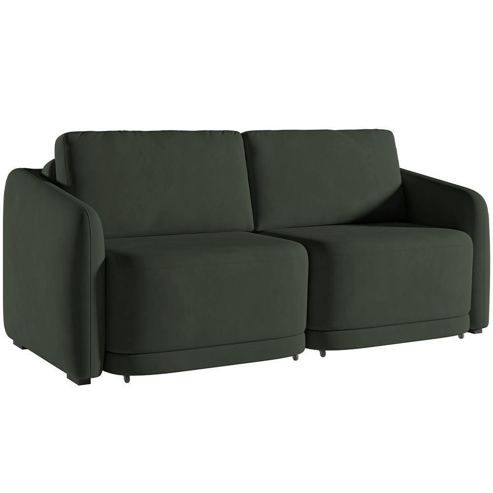 Sofá Cama Para Sala De Estar 3 Lugares 236cm Montserrat K01 Veludo Verde - Lyam Decor - 1