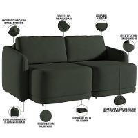 Sofá Cama Para Sala De Estar 3 Lugares 236cm Montserrat K01 Veludo Verde - Lyam Decor - 8