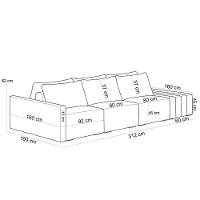 Sofá Ilha Modular Para Sala 312cm Com Puff Dublin K01 Bouclê Creme - Lyam Decor - 3