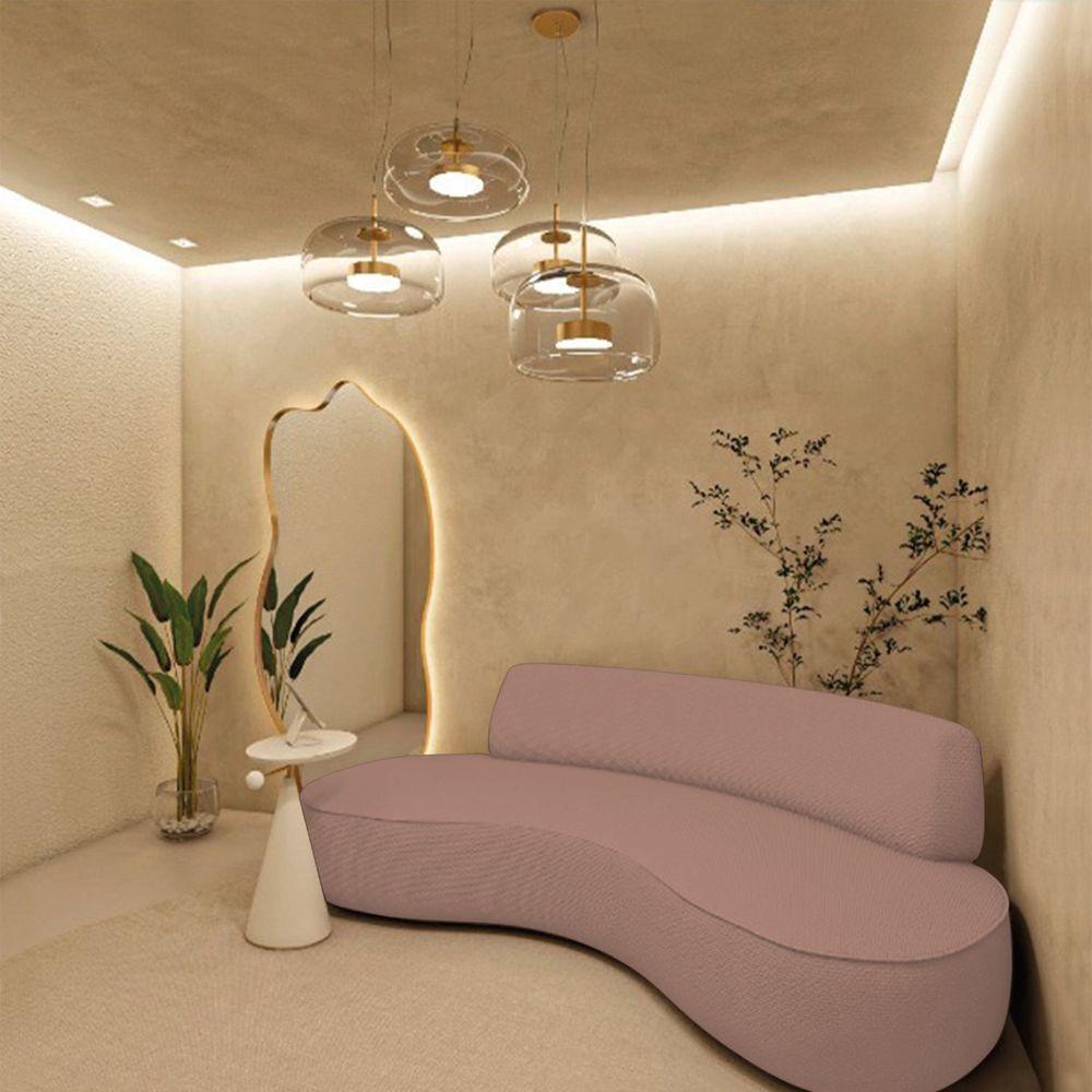 Sofá Curvo 2 Lugares Amsterdã 140cm Linho - Adj Decor Cor Rosê - 5