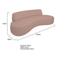 Sofá Curvo 2 Lugares Amsterdã 140cm Linho - Adj Decor Cor Rosê