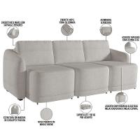 Sofá Cama Para Sala De Estar 3 Lugares 306cm Montserrat K01 Bouclê Creme - Lyam Decor - 8