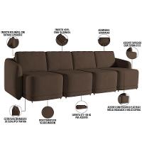 Sofá Cama Para Sala De Estar 4 Lugares 316cm Montserrat K01 Veludo Marrom - Lyam Decor - 8