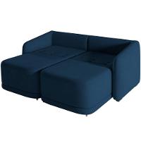 Sofá Cama Para Sala De Estar 2 Lugares 196cm Montserrat K01 Veludo Azul Marinho - Lyam Decor - 3