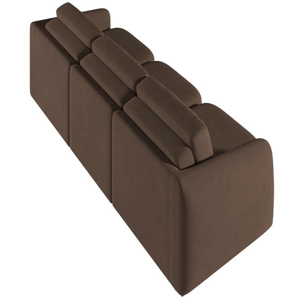 Sofá Cama Para Sala De Estar 4 Lugares 336cm Montserrat K01 Veludo Marrom - Lyam Decor - 5