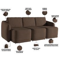 Sofá Cama Para Sala De Estar 4 Lugares 336cm Montserrat K01 Veludo Marrom - Lyam Decor - 8