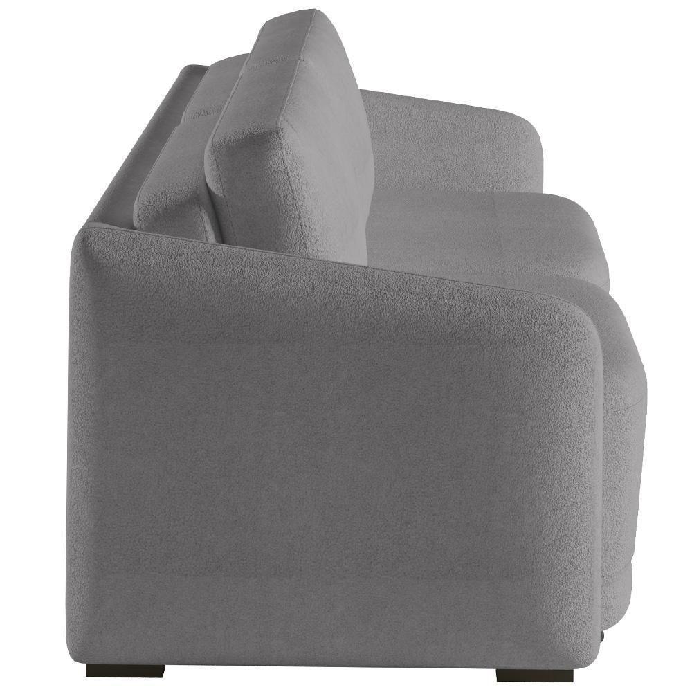 Sofá Cama Para Sala De Estar 3 Lugares 236cm Montserrat K01 Bouclê Cinza - Lyam Decor - 2