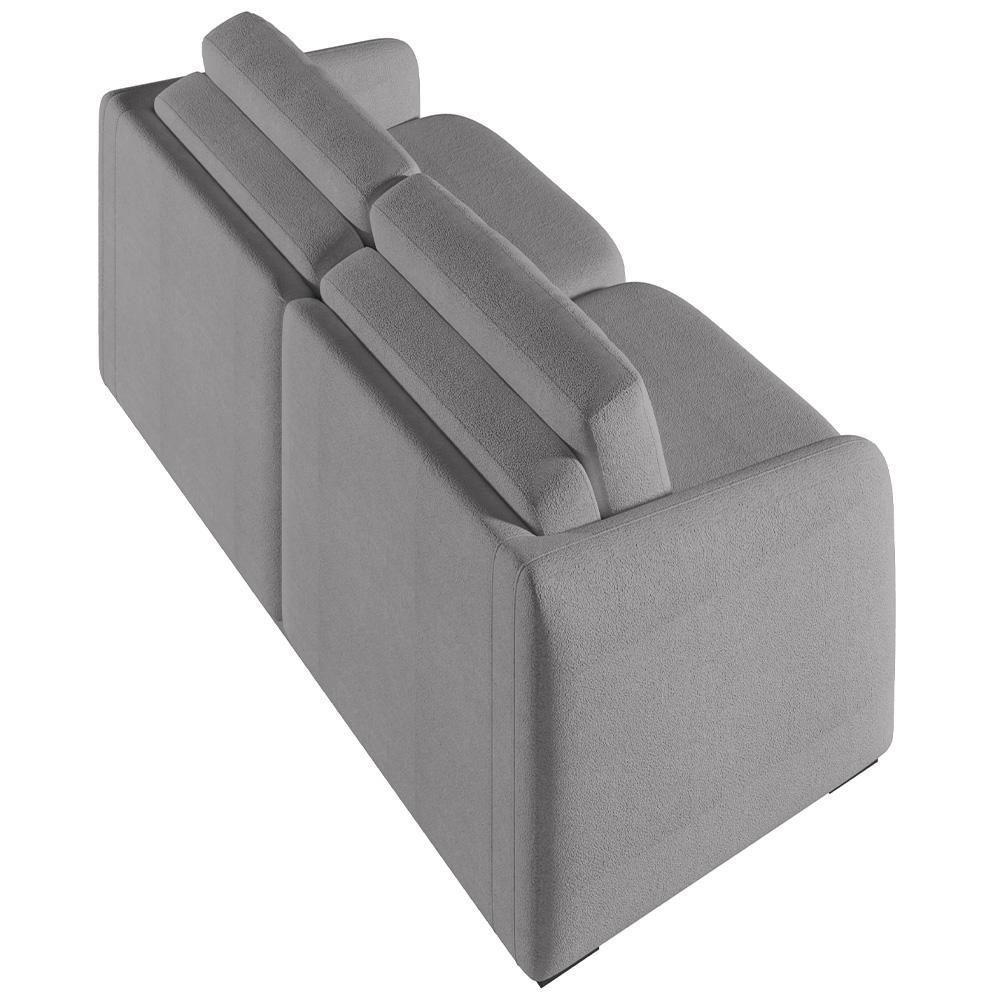 Sofá Cama Para Sala De Estar 3 Lugares 236cm Montserrat K01 Bouclê Cinza - Lyam Decor - 5