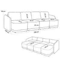 Sofá Cama Para Sala De Estar 4 Lugares 396cm Montserrat K01 Bouclê Creme - Lyam Decor