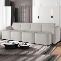 Sofá Cama Para Sala De Estar 4 Lugares 396cm Montserrat K01 Bouclê Creme - Lyam Decor - 7