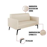 Sofá Namoradeira Com Poltrona Pés Villach Marisa Corino Bege D03 - D'rossi