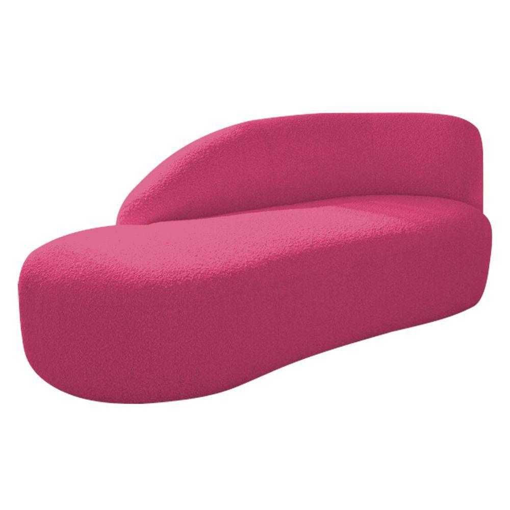 Divã Recamier Curvo Luna 140cm Lado Esquerdo Suede - Adj Decor Cor Pink - 1