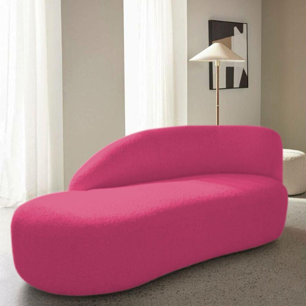 Divã Recamier Curvo Luna 140cm Lado Esquerdo Suede - Adj Decor Cor Pink - 7
