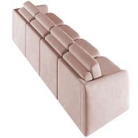 Sofá Cama Para Sala De Estar 4 Lugares 316cm Montserrat K01 Veludo Rosê - Lyam Decor - 5