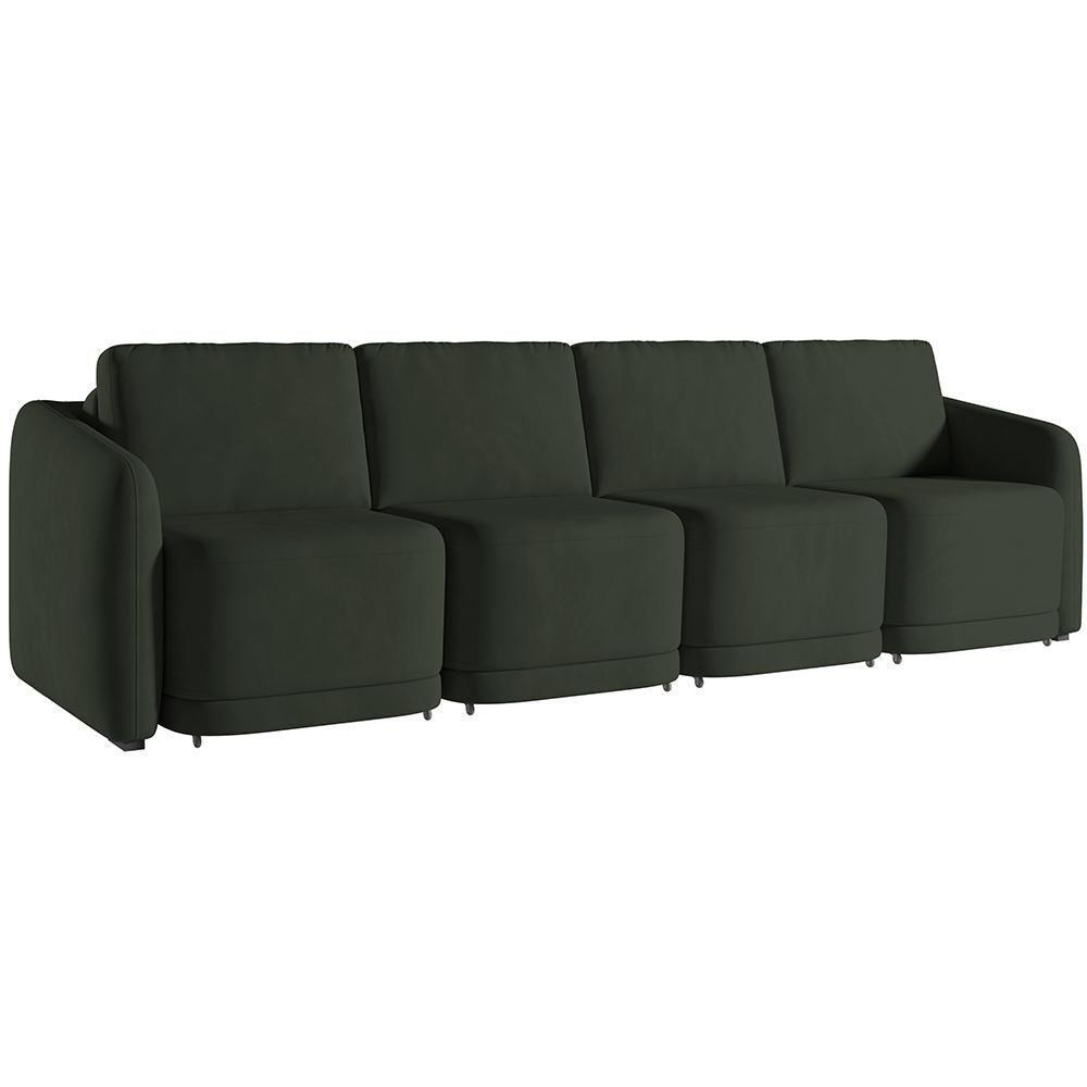 Sofá Cama Para Sala De Estar 4 Lugares 396cm Montserrat K01 Veludo Verde - Lyam Decor - 1