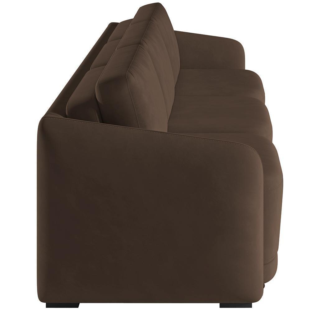 Sofá Cama Para Sala De Estar 3 Lugares 246cm Montserrat K01 Veludo Marrom - Lyam Decor - 2