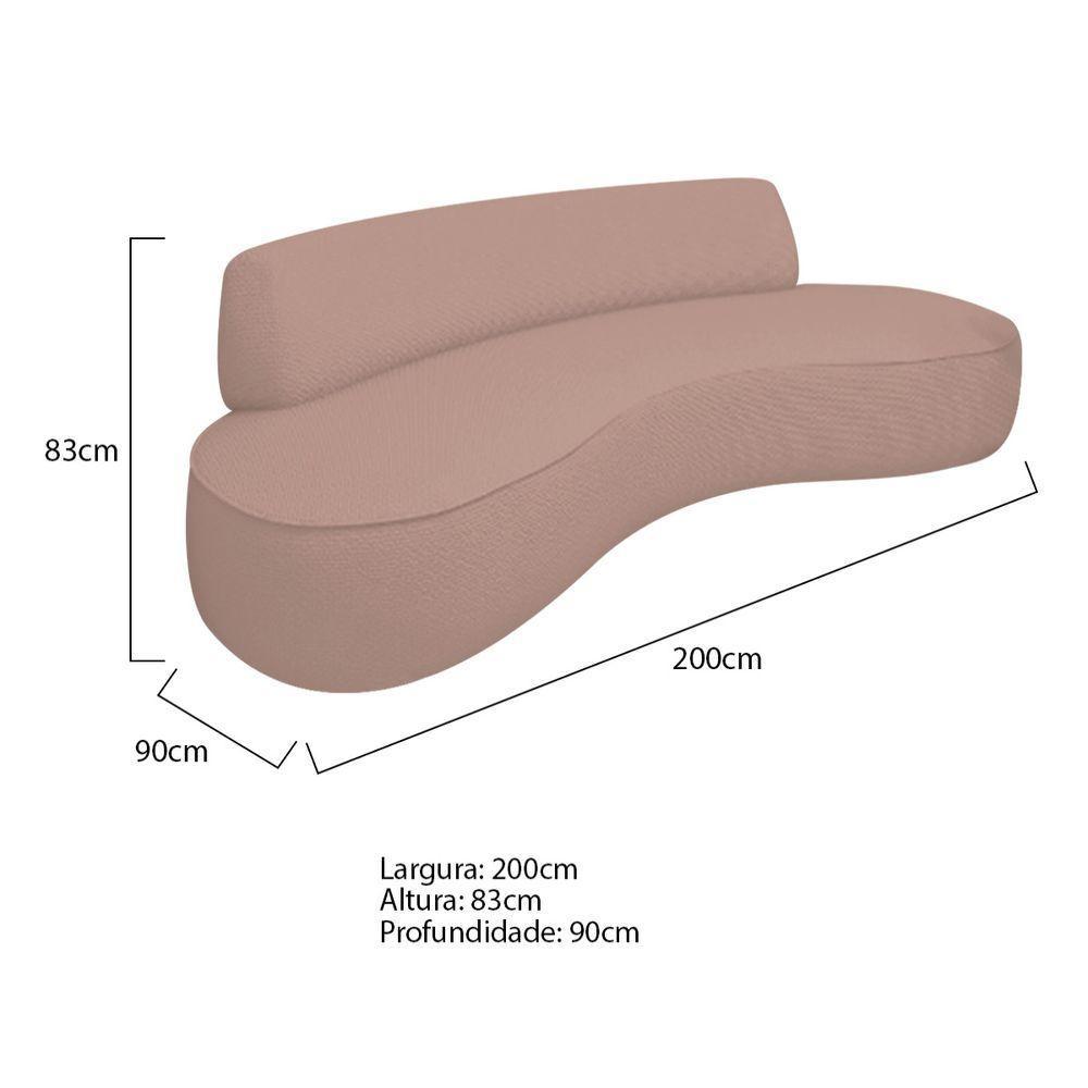 Sofá Curvo 3 Lugares Amsterdã 200cm Linho - Adj Decor Cor Rosê - 5