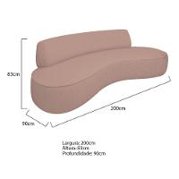 Sofá Curvo 3 Lugares Amsterdã 200cm Linho - Adj Decor Cor Rosê - 5