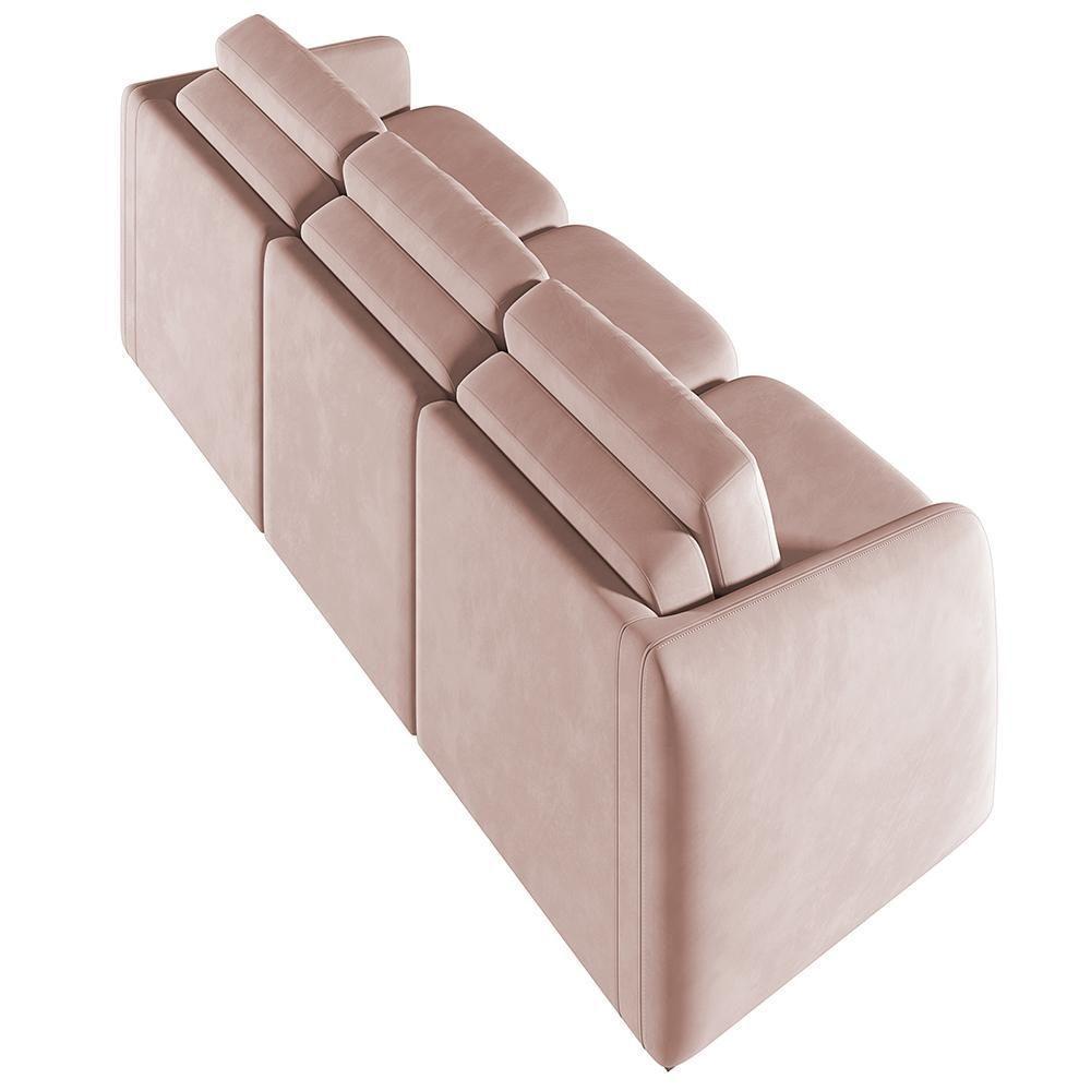 Sofá Cama Para Sala De Estar 3 Lugares 306cm Montserrat K01 Veludo Rosê - Lyam Decor - 5
