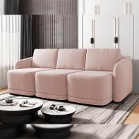 Sofá Cama Para Sala De Estar 3 Lugares 306cm Montserrat K01 Veludo Rosê - Lyam Decor - 7