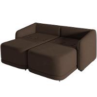 Sofá Cama Para Sala De Estar 2 Lugares 216cm Montserrat K01 Veludo Marrom - Lyam Decor - 3