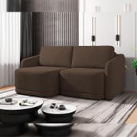Sofá Cama Para Sala De Estar 2 Lugares 216cm Montserrat K01 Veludo Marrom - Lyam Decor - 7