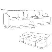 Sofá Cama Para Sala De Estar 5 Lugares 436cm Montserrat K01 Veludo Verde - Lyam Decor