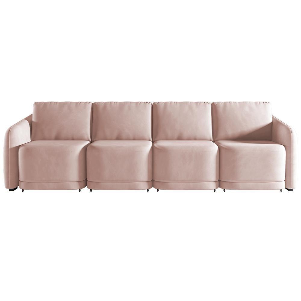 Sofá Cama Para Sala De Estar 4 Lugares 396cm Montserrat K01 Veludo Rosê - Lyam Decor - 6