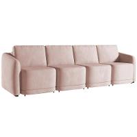 Sofá Cama Para Sala De Estar 4 Lugares 396cm Montserrat K01 Veludo Rosê - Lyam Decor - 1