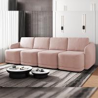 Sofá Cama Para Sala De Estar 4 Lugares 396cm Montserrat K01 Veludo Rosê - Lyam Decor - 7